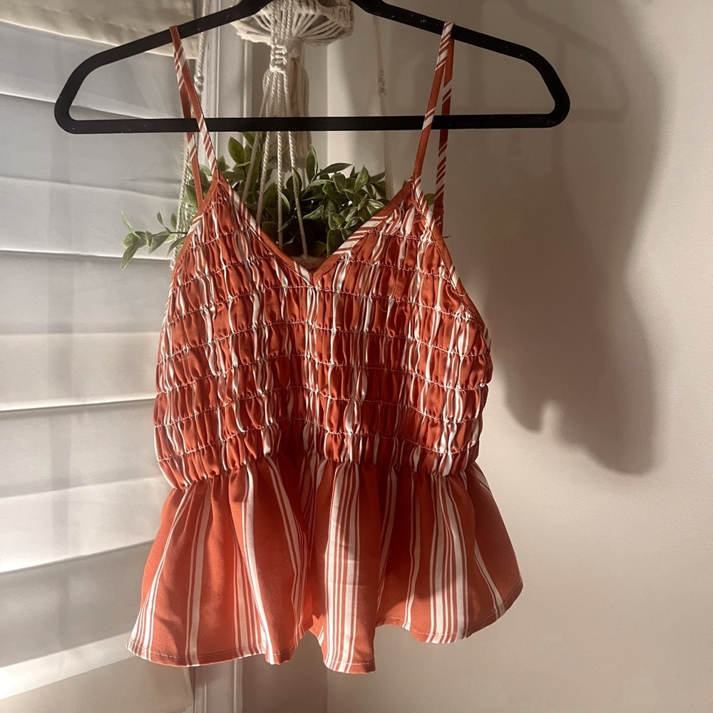 Coral and white crop top